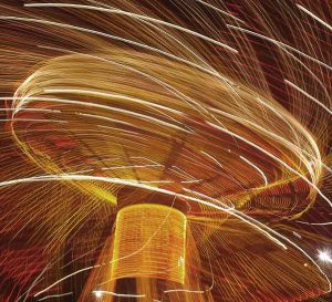 Golden swirl of light like a spinning top